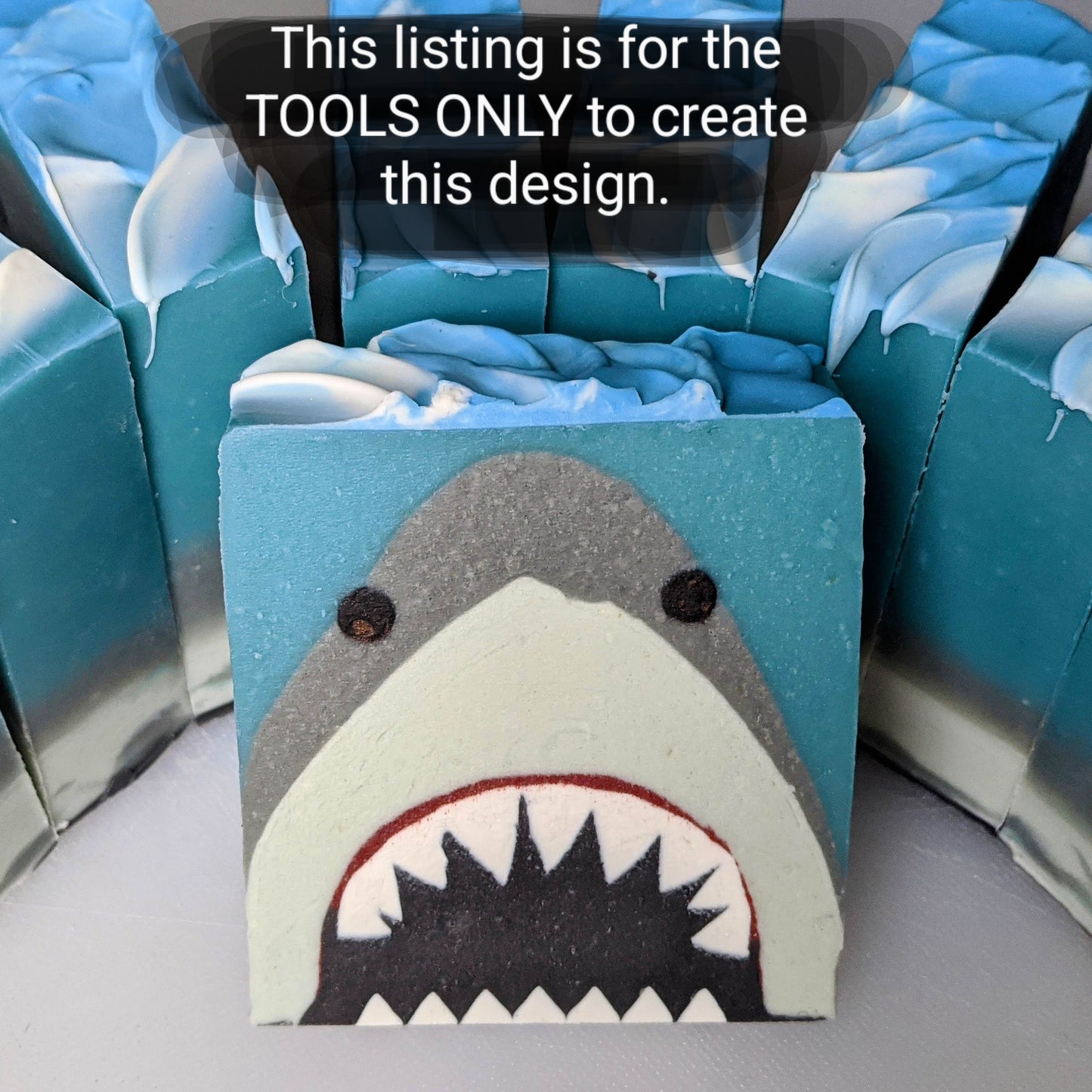 Soapmaking Tools: "Bruce" the Great White Shark Scraper & Extruder Disc set - 70mm wide