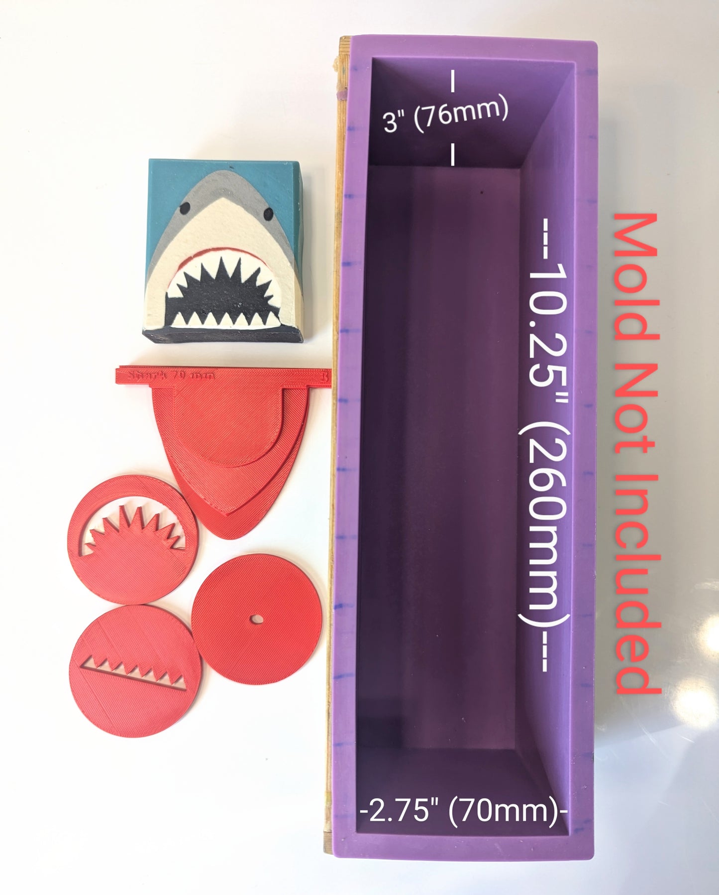 Soapmaking Tools: "Bruce" the Great White Shark Scraper & Extruder Disc set - 70mm wide