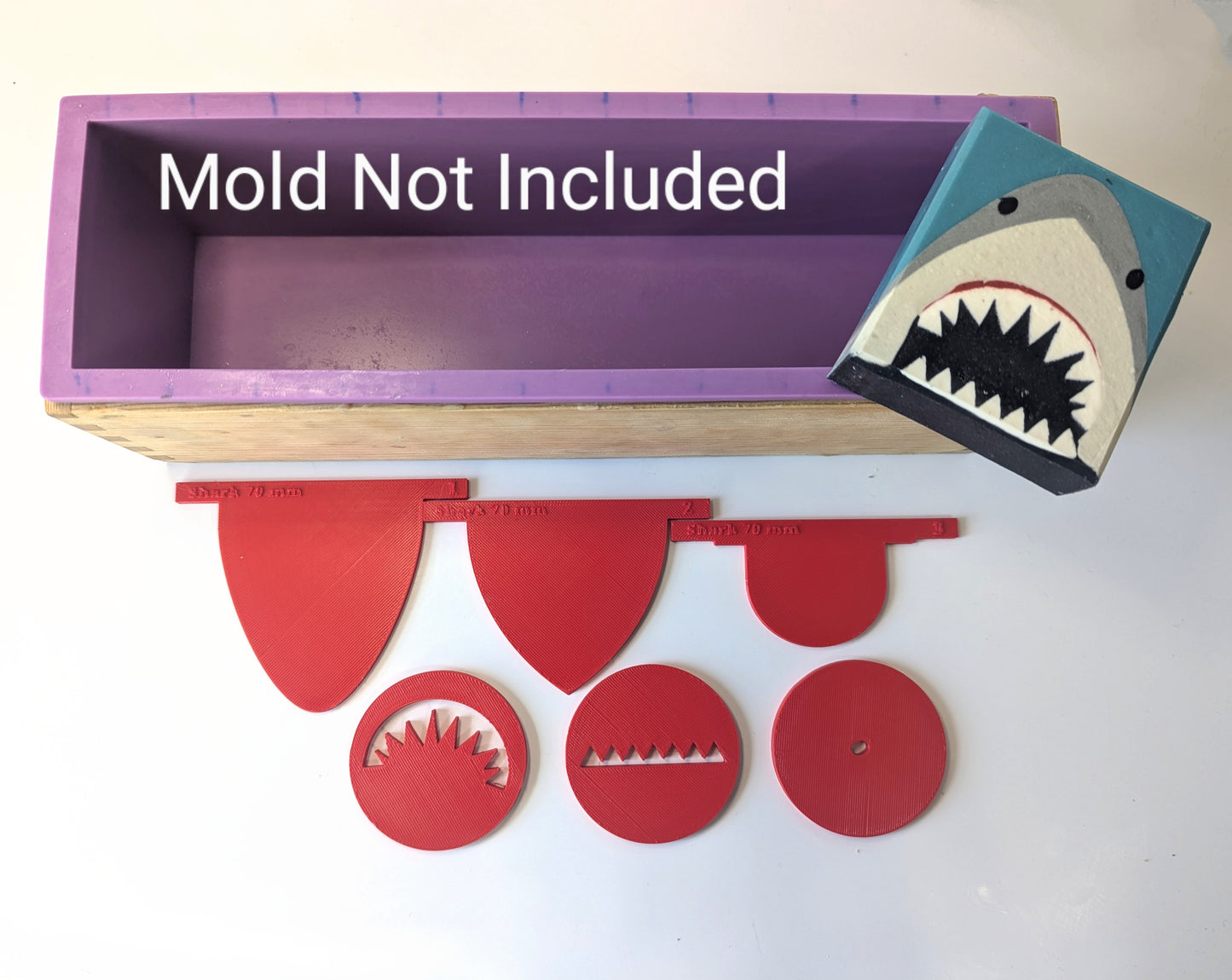 Soapmaking Tools: "Bruce" the Great White Shark Scraper & Extruder Disc set - 70mm wide
