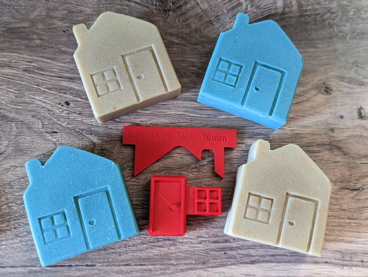 Soapmaking Tools: Home Sweet Home Scraper & Stamp set - 70mm wide