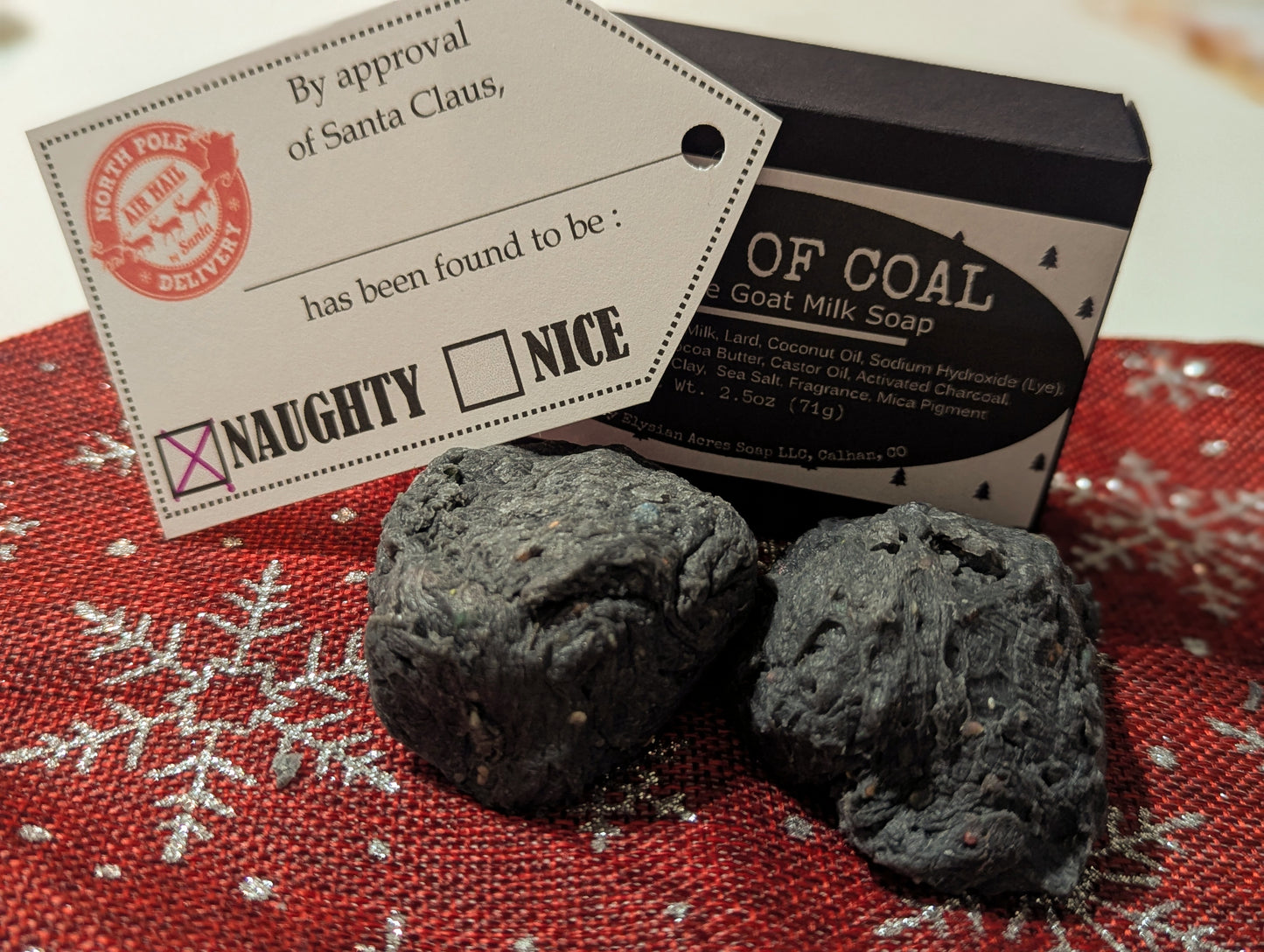 **Lump of Coal Soap** - Handmade Goat Milk Soap Stocking Stuffer - Bag of Coal - Stocking Stuffer