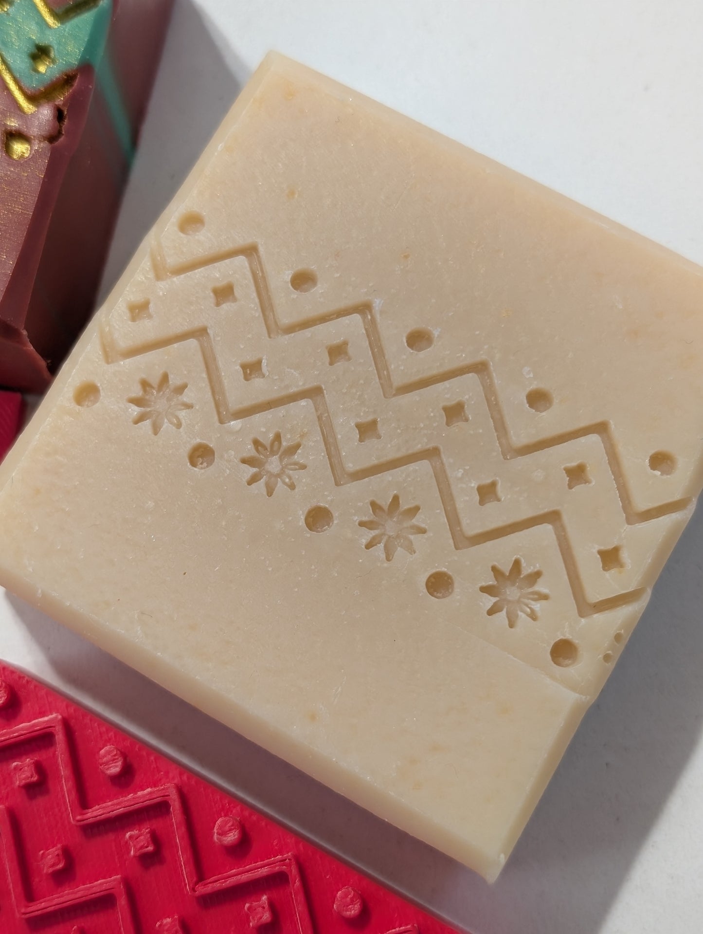 Soapmaking Tools: Christmas Sweater Scraper & Stamp set - 70mm wide