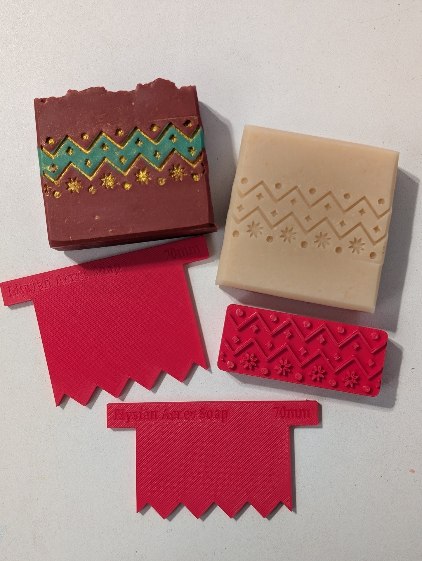 Soapmaking Tools: Christmas Sweater Scraper & Stamp set - 70mm wide