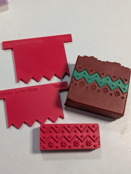 Soapmaking Tools: Christmas Sweater Scraper & Stamp set - 70mm wide