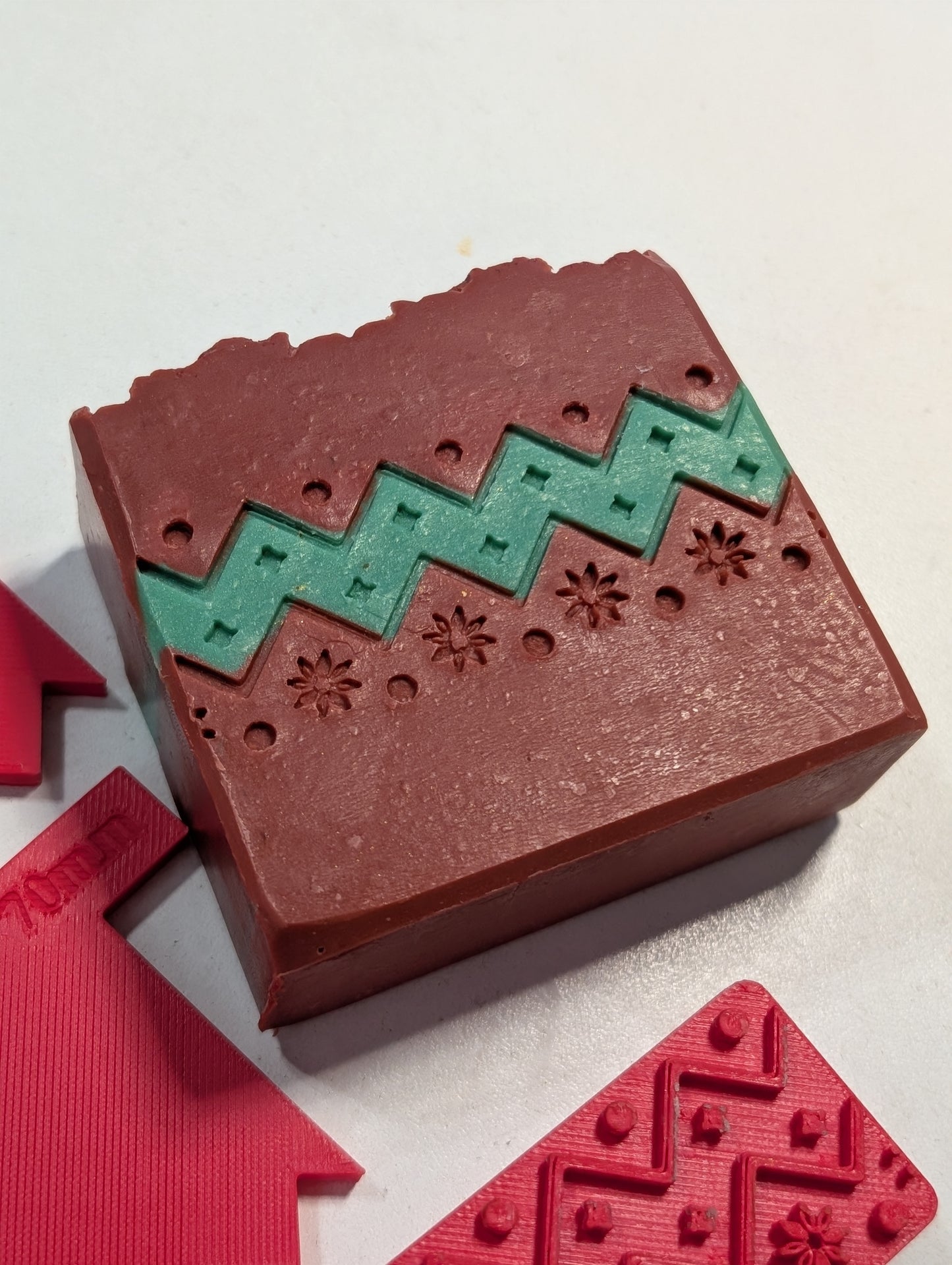 Soapmaking Tools: Christmas Sweater Scraper & Stamp set - 70mm wide