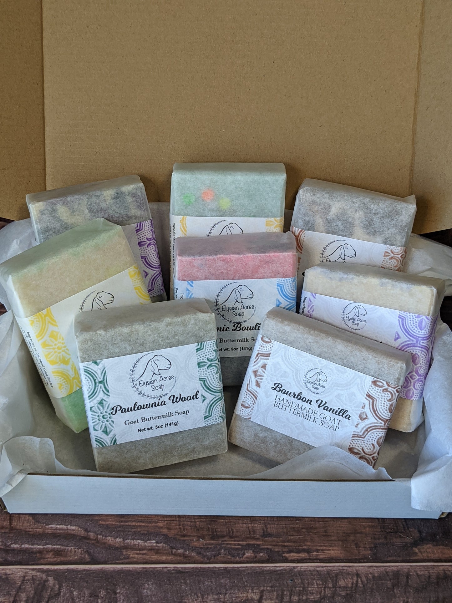8 Bar Stock Up Box - An assortment of 8 full-size Goat Buttermilk Soaps - Ships Free!